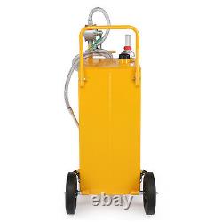 30 Gallon Gas Caddy Fuel Diesel Oil Transfer Tank 4 Wheels Portable Pump