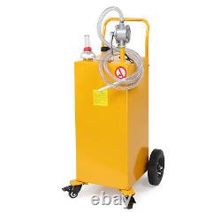 30 Gallon Gas Caddy Fuel Diesel Oil Transfer Tank 4 Wheels Portable Pump