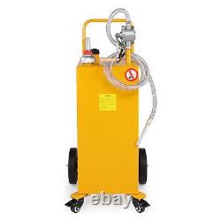 30 Gallon Gas Caddy Fuel Diesel Oil Transfer Tank 4 Wheels Portable Pump