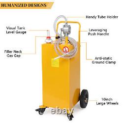 30 Gallon Gas Caddy Fuel Diesel Oil Transfer Tank 4 Wheels Portable Pump