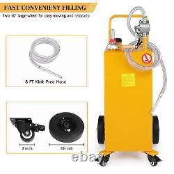 30 Gallon Gas Caddy Fuel Diesel Oil Transfer Tank 4 Wheels Portable Pump