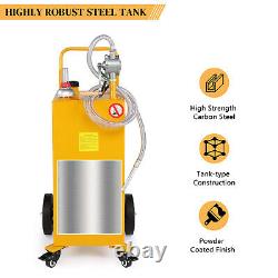 30 Gallon Gas Caddy Fuel Diesel Oil Transfer Tank 4 Wheels Portable Pump