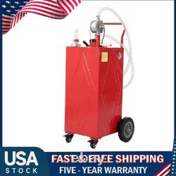 30 Gallon Gas Caddy Fuel Diesel Oil Transfer Tank with 4 Wheels Portable, Pump