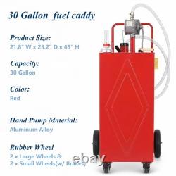 30 Gallon Gas Caddy Fuel Diesel Oil Transfer Tank with 4 Wheels Portable, Pump