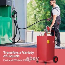 30 Gallon Gas Caddy Fuel Diesel Oil Transfer Tank with 4 Wheels Portable, Pump