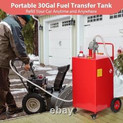 30 Gallon Gas Caddy Fuel Diesel Oil Transfer Tank with 4 Wheels Portable, Pump