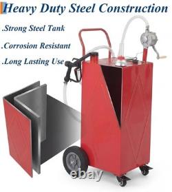 30 Gallon Gas Caddy Fuel Diesel Oil Transfer Tank with 4 Wheels Portable, Pump