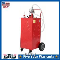 30 Gallon Gas Caddy Fuel Diesel Oil Transfer Tank with 4 Wheels Portable, Pump