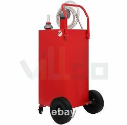 30 Gallon Gas Caddy Fuel Diesel Transfer Tank Rotary Pump Oil Container 8FT Hose