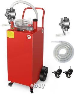 30 Gallon Gas Caddy Fuel Diesel Transfer Tank Rotary Pump Oil Container 9FT Hose