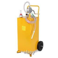 30 Gallon Gas Caddy Fuel Diesel Transfer Tank Rotary Pump Oil Container Hose