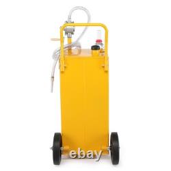 30 Gallon Gas Caddy Fuel Diesel Transfer Tank Rotary Pump Oil Container Hose