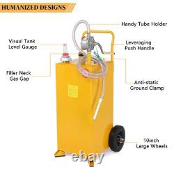 30 Gallon Gas Caddy Fuel Diesel Transfer Tank Rotary Pump Oil Container Hose