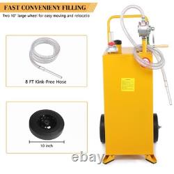 30 Gallon Gas Caddy Fuel Diesel Transfer Tank Rotary Pump Oil Container Hose