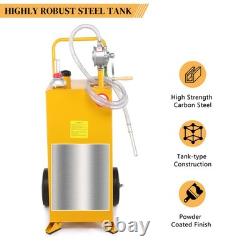 30 Gallon Gas Caddy Fuel Diesel Transfer Tank Rotary Pump Oil Container Hose