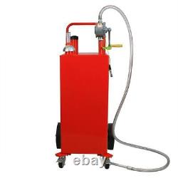 30 Gallon Gas Caddy Fuel Diesel Transfer Tank Rotary Pump Oil Container RED