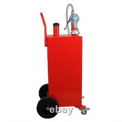 30 Gallon Gas Caddy Fuel Diesel Transfer Tank Rotary Pump Oil Container RED