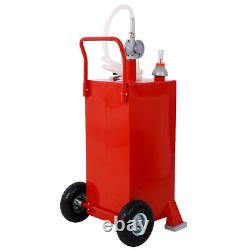 30 Gallon Gas Caddy With Wheels Fuel Fuel Diesel Oil Transfer Tank Portable Pump
