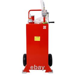 30 Gallon Gas Caddy With Wheels Fuel Fuel Diesel Oil Transfer Tank Portable Pump