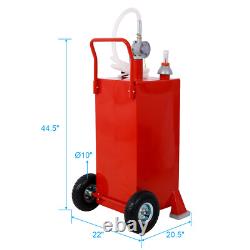 30 Gallon Gas Caddy With Wheels Fuel Fuel Diesel Oil Transfer Tank Portable Pump