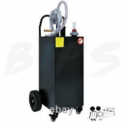 30 Gallon Gas Fuel Diesel Caddy Transfer Tank Rotary Pump Oil Container 8FT Hose