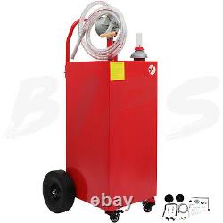 30 Gallon Gas Fuel Diesel Caddy Transfer Tank Rotary Pump Oil Container 8FT Hose