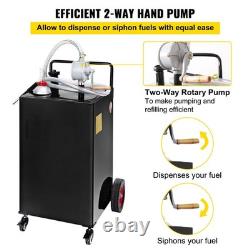35 Gallon Fuel Gas Caddy Diesel Oil Transfer Tank, 4 Wheels Portable, Pump