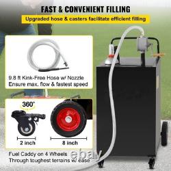 35 Gallon Fuel Gas Caddy Diesel Oil Transfer Tank, 4 Wheels Portable, Pump