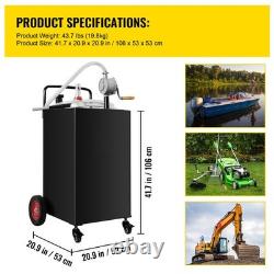 35 Gallon Fuel Gas Caddy Diesel Oil Transfer Tank, 4 Wheels Portable, Pump