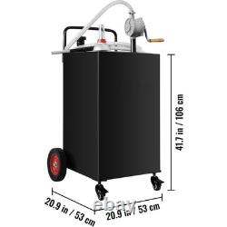 35 Gallon Fuel Gas Caddy Diesel Oil Transfer Tank, 4 Wheels Portable, Pump