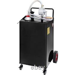 35 Gallon Fuel Gas Caddy Diesel Oil Transfer Tank, 4 Wheels Portable, Pump