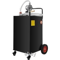 35 Gallon Fuel Gas Caddy Diesel Oil Transfer Tank, 4 Wheels Portable, Pump