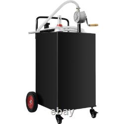 35 Gallon Fuel Gas Caddy Diesel Oil Transfer Tank, 4 Wheels Portable, Pump