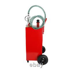 35 Gallon Gas Caddy Fuel Diesel Oil Transfer Tank, 4 Wheels Portable, Pump, Red