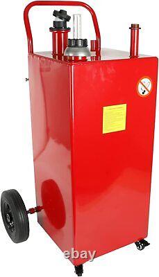 35 Gallon Gas Caddy Fuel Diesel Oil Transfer Tank with 4 Wheels Portable Pump