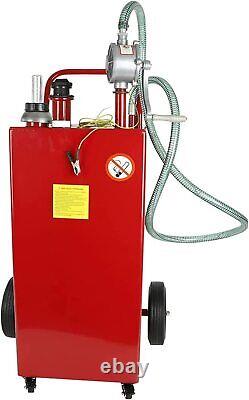 35 Gallon Gas Caddy Fuel Diesel Oil Transfer Tank with 4 Wheels Portable Pump