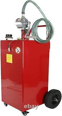 35 Gallon Gas Caddy Fuel Diesel Oil Transfer Tank with 4 Wheels Portable Pump