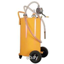 35 Gallon Gas Fuel Diesel Caddy Transfer Tank Rotary Pump Oil Container 8FT Hose