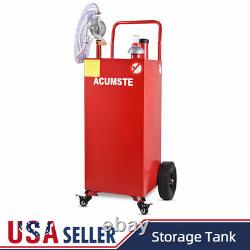 35 Gallon Gas Oil Fuel Diesel Caddy Transfer Portable Tank withPump Container Red