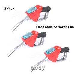 3Pack 1 Inch Gasoline Nozzle Gun&Flow Meter for Fuel Oil Diesel Petrol Refilling