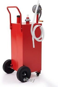 40 Gallon Gas Caddy Portable Fuel Diesel Oil Transfer Tank with4 Wheels Red