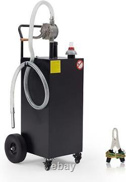 40 Gallon Portable Pump Gas Caddy Fuel Diesel Oil Transfer Tank with 4 Wheels