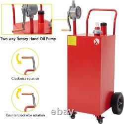 40 Gallon Red Gas Caddy Fuel Diesel Oil Transfer Tank, 4 Wheels Portable Pump