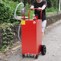 40 Gallon Red Gas Caddy Fuel Diesel Oil Transfer Tank, 4 Wheels Portable Pump
