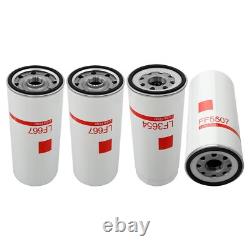 4x LF667 Diesel Oil Fuel Filter Change Kit For Volvo D12 D13 LF3654 FF5507