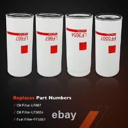 4x LF667 Diesel Oil Fuel Filter Change Kit For Volvo D12 D13 LF3654 FF5507