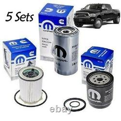 5 Sets Of RAM 2500 3500 4500 5500 6.7L DIESEL OIL FUEL FILTER KIT MOPAR GENUINE