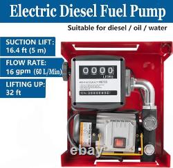 550W 110V Electric Diesel Oil Fuel Transfer Pump with Meter, 13' Hose & Nozzle Kit
