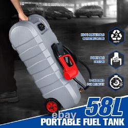 58L 15 Gal Grey Portable Fuel Diesel Caddy Oil Tank Container Pump with Wheels