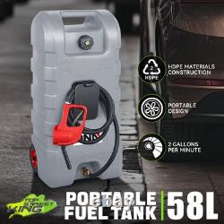 58L Portable Fuel Tank Container with Wheels for Gasoline Diesel Light Oil Grey